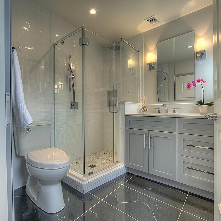 Calm and Contemporary Master Bath