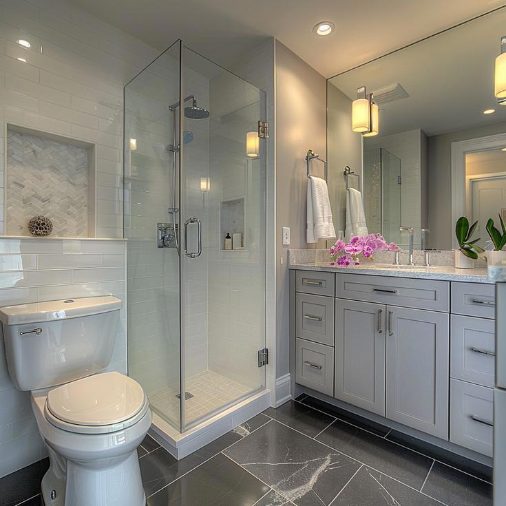 Calm and Contemporary Master Bath