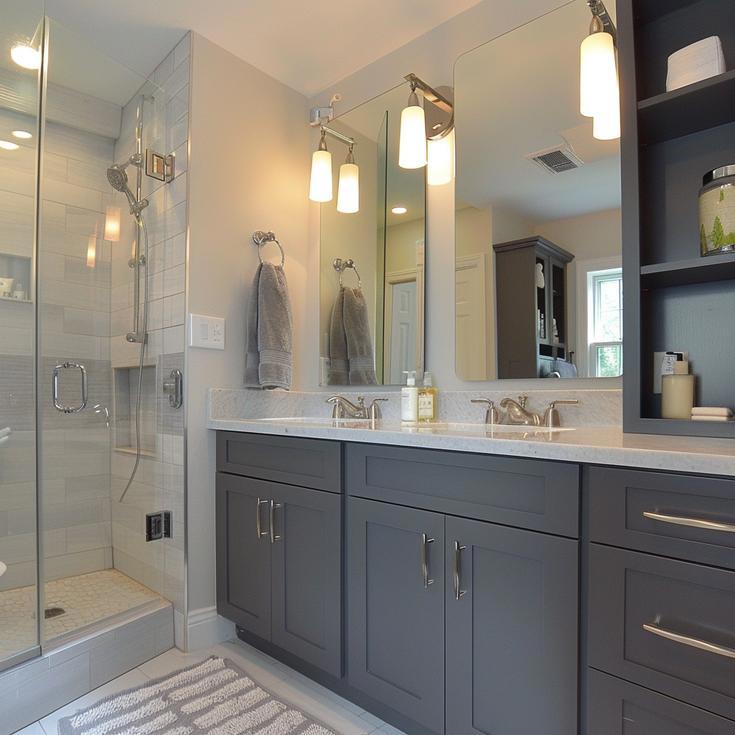 Classic White and Gray Bathroom Renovation