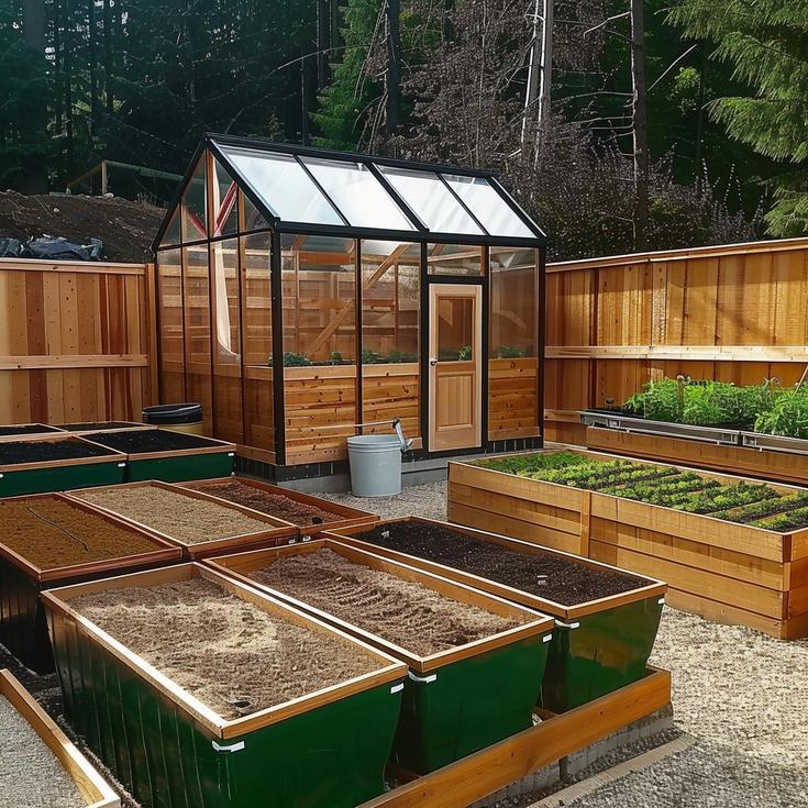 Grow zone, with greenhouse & potting shed