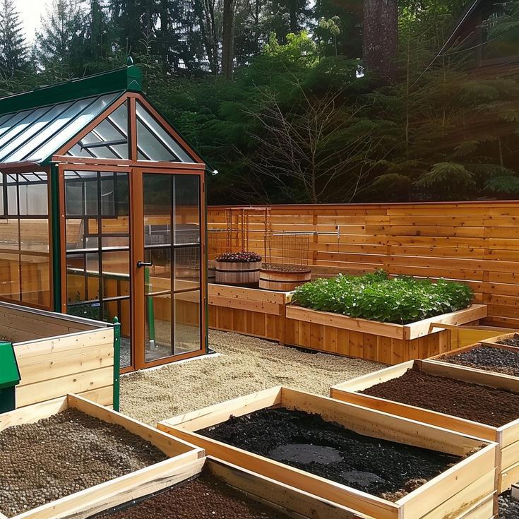 Grow zone, with greenhouse & potting shed