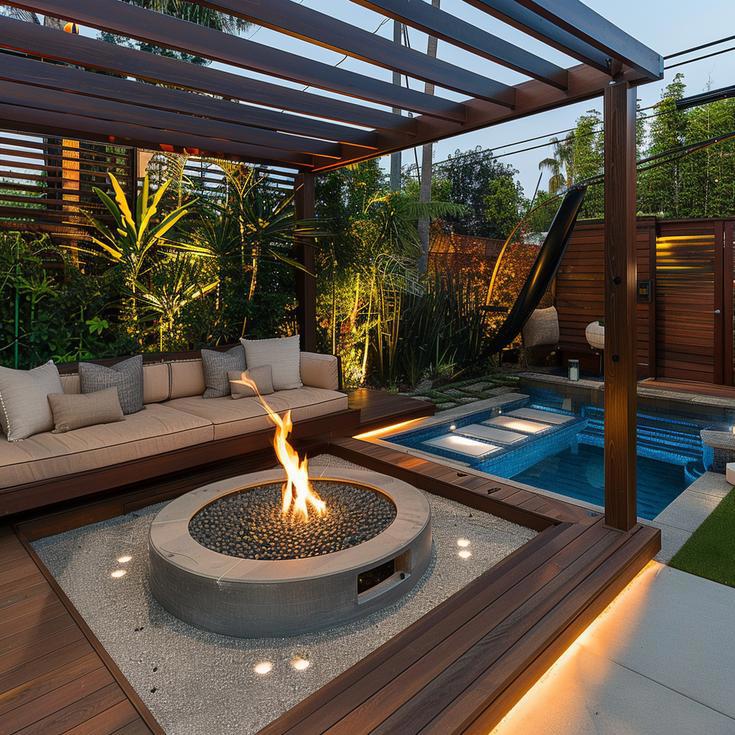 Trellis & Firepit Area - Northeast View