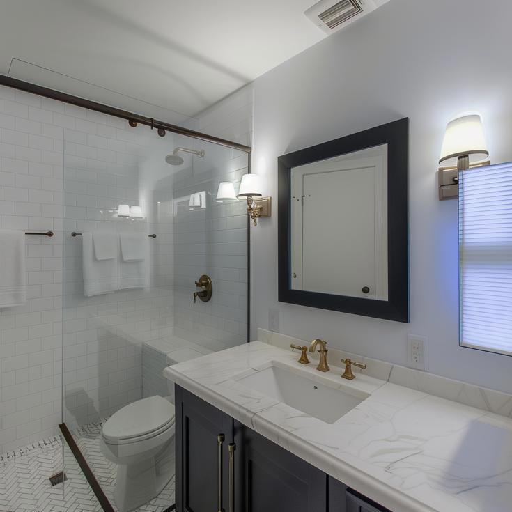 White Marble Guest Bath - Oakbrook Re-Model