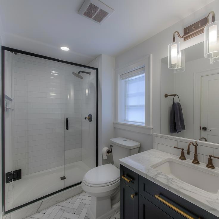 White Marble Guest Bath - Oakbrook Re-Model