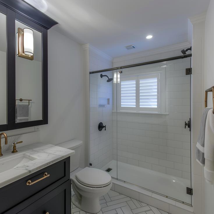 White Marble Guest Bath - Oakbrook Re-Model