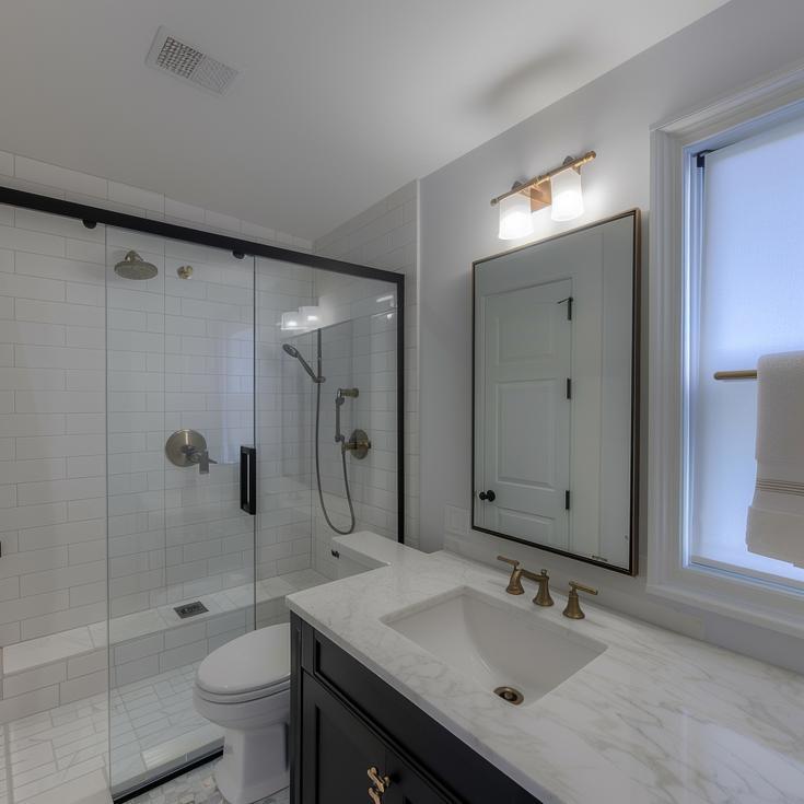 White Marble Guest Bath - Oakbrook Re-Model